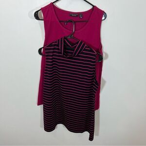 New Susan Graver Weekend Solid & Striped Cotton Modal Set of 2 Tops | Size M